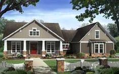 this is an artist's rendering of the country house plan for these ranch home plans