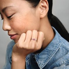 Our jewelry is defined by the things you love. Bring meaning to this dainty solitaire style by wearing it as part of your signature look or sharing with someone special. It's made from sterling silver that's set with a heart-shaped red cubic zirconia flanked by smaller stones. The shank is inscribed with the message "You & me". Pandora Sparkling Red Heart Ring - Size 7.5 | Multicolor | 196574CZRMX-56 Pandora Stackable Rings, Pandora Essence, Disney Belle, Pandora Pink, Trio Ring, Pandora Heart, Sparkling Stars, Pandora Rings, Disney Beauty And The Beast