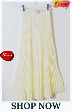 New Summer Women Ladies Elegant Long Skirt Retro Maxi Chiffon High Waist Solid Casual Pleated Beach Long Skirt Sundress Elegant Pleated Maxi Skirt For Vacation, Beige Pleated Skirt For Summer Party, Summer Party Pleated Flowy Skirt, Summer Party Flowy Pleated Skirt, Elegant Yellow Pleated Skirt For Summer, Elegant Yellow Pleated Summer Skirt, Chic Pleated Maxi Skirt For Summer, Chic Maxi Pleated Skirt For Summer, White Pleated Skirt For Summer Party