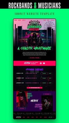 the website design for rockbands and musicians