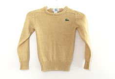 Vintage 80s Lacoste sweater kids 4 5 wool by 216vintageModern on Etsy Kids Sweater, Light Yellow, Men Sweater, Wool, Yellow