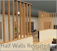 an image of a living room with wooden railings and wood balconies on the walls