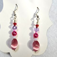 J76 Handmade Beaded Pink And Purple Dangle Earrings With Large Vintage Pink Beads This Is A Listing For A Live Show. Please Watch The Live Show For More Information. Pink Dangle Beaded Earrings With Spacer Beads, Pink Beaded Drop Crystal Earrings, Pink Beaded Crystal Drop Earrings, Purple Dangle Beaded Earrings With Spacer Beads, Pink Beaded Czech Glass Earrings, Lavender Adjustable Dangle Beaded Earrings, Pink Dangle Crystal Earrings With Faceted Beads, Handmade Pink Crystal Earrings With Round Beads, Purple Czech Glass Beaded Earrings With Dangling Beads