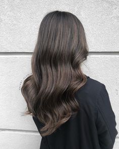 Ash Brown Hair With Subtle Highlights, Ash Chocolate Brown Hair, Asian Hair Balayage Ash, Cool Tone Brown Hair With Highlights, Asian Ombre Hair, Soft Brown Balayage, Brunette With Subtle Highlights, Milky Brown Hair, Long Bob Brunette