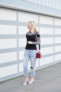 How to style a black and white stripe tee Black And White Striped Top Outfit, Striped Top Outfit, Top Outfit Ideas, Black And White Striped Top, Summer Office Outfits, Corporate Outfits