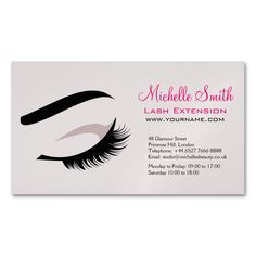 a business card with an image of a woman's eye and eyelashes on it