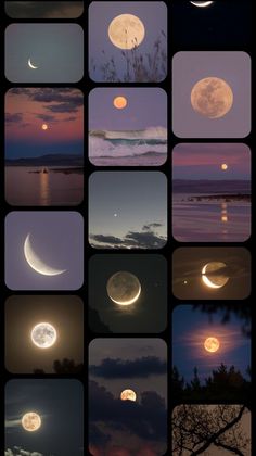 many different images of the moon and its phases