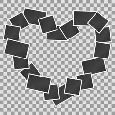 a heart shape made out of photos on a gray and white checkerboard background