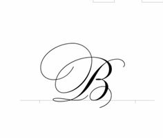 the letter b is shown in black and white with an elegant font that has been added to