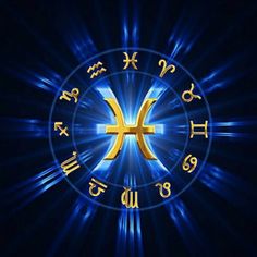 the zodiac sign in gold on a blue background