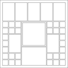 a black and white photo collage with squares, rectangles and squarees