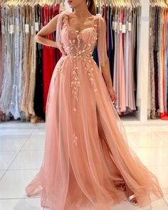 Affordable Long And Short Prom Dresses - Cocosbride Online | Cocosbride Short Strapless Prom Dresses, Champagne Prom Dress, Formal Prom Dresses Long, Tulle Party Dress, Pink Evening Dress, Prom Dress Evening, Prom Dresses With Pockets, Floor Length Prom Dresses, Gowns Prom