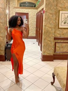 Wedding Guest Dress Summer Black Women, Fall Dress Ideas, Orange Outfit, Vacation Vibes, Fall Dress, Dinner Outfits, Summer Fits, Feminine Outfit