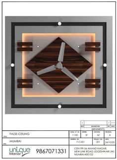 an image of a clock made out of wood and white acrylic with leds