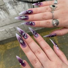 All posts • Instagram Aura Chrome Nails, Shadowheart Cosplay, Purple Aura, Baby Pink Nails, Purple Nail Art, Maroon Nails, Gothic Nails, Diy Acrylic Nails