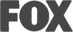 the fox logo is shown in black and white, with grey letters that read fox