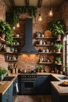 a kitchen filled with lots of pots and pans on top of wooden counter tops