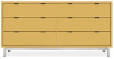 an image of a dresser with drawers on it's front and back sides in yellow