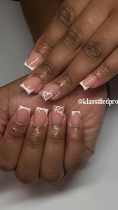 Graduation Nails Medium, Shortie French Tip, Girly Acrylic Nails French Tip, Colorful French Tip Nails Square, Summer Nails Black Women, Cute Short Nail Sets, Bts Nails, Design Objet, Kids Nails