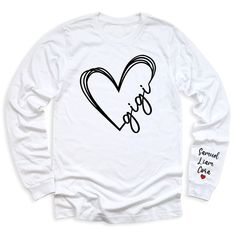 ❤️👵 Show your Gigi love with our Love Gigi Heart Shirt personalized with your kid's name! 🌟 Perfect for expressing your affection for both your grandkid and your Gigi status! 😍 For different Mother's Day t-shirt designs, please take a look at our Mother's Day collection. https://www.greatwoodboutique.com/collections/mothers-day-tee-shirts Gigi Shirts Personalized, White T-shirt With Heart Print For Mother's Day, Short Sleeve T-shirt With Heart Print For Mother's Day, Cotton T-shirt With Heart Print For Valentine's Day, Valentine's Day Cotton T-shirt With Heart Print, Mothers Day T Shirts, Heart Shirt, Neck Shirt, Unisex Shirt