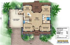 this is an artist's rendering of the floor plan for a beachfront home