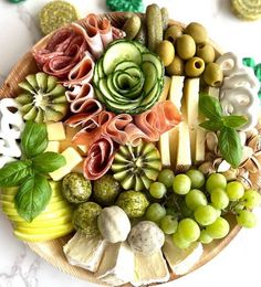 a platter filled with lots of different types of food