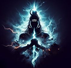 the god is surrounded by lightning in this artistic photo, it appears to be an image of