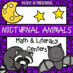 a purple and black poster with the words,'not - normal animals math & literacy centers