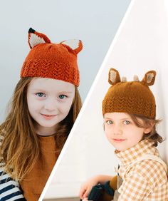 What’s cuter than a wee knitted beanie with animal ears perched atop a sweet little head? The Fawn & Fox Hats' adorable dress-up details cozily outfit your favorite small person for playtime adventures with their forest friends. Knitted in DK weight Arbor yarn, this adventurous beginner-level knitting pattern by designer Olya Mikesh has written instructions and is worked in the round. In three sizes for babies & toddlers from 15”-17” (38–43 cm). Cute Brown Winter Beanie, Cute Knitted Cat Ears Hat, Playful Brown Winter Hat, Cute Cat Ears Hat, Playful Warm Bonnet Cap, Warm Cute Bonnet, One Size Fits Most, Cute One Size Beanie, Cute Warm Cat Ears Hat, Winter Playful Soft Knit Bonnet