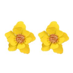 Material: Acrylic Fashion Element: Flowers Style: INS Style Yellow Flower Earrings For Party, Elegant Yellow Flower Earrings For Summer, Elegant Yellow Earrings For Spring, Yellow Flower-shaped Earrings For Party, Yellow Flower-shaped Party Earrings, Yellow Flower-shaped Earrings With 3d Flowers, Yellow Flower Earrings With 3d Flowers, Frosted Flower, Birthday Gifts For Teens