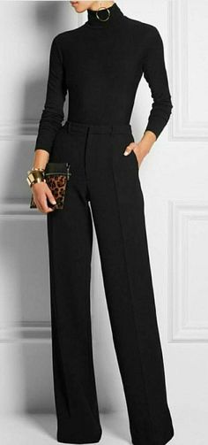 All Black Outfits For Women, Black And White Outfit, Pullover Outfit, Black Outfits, Looks Black, Meryl Streep, All Black Outfit