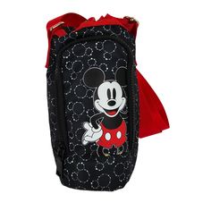 Disney Mickey Mouse Insulated Water Bottle Crossbody Bag & Wallet Black Red Design: Features A Classic Mickey Mouse Design With Mickey In His Iconic Red Shorts And White Gloves. Pattern: Subtle Background Pattern With Repeated Outlines Of Mickey Mouse’s Head In A Lighter Shade Of Black. Functionality: Insulated To Keep Your Drinks Cool, Making It Perfect For On-The-Go Hydration. Convenience: Comes With A Prominent Red Adjustable Strap For Easy Carrying As A Crossbody Bag. Matching Wallet: Includ Disney Black School Bags, Disney Style Black School Bags, Red Disney Bag With Zipper Closure, Black Minnie Mouse Bag For Everyday Use, Black Minnie Mouse Travel Bag, Black Minnie Mouse Bag For Disney Trips, Black Mickey Mouse Travel Bag, Red Mickey Mouse Backpack, Red Minnie Mouse Travel Bag