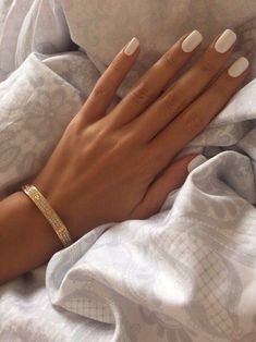 Squoval White Nails, Square White Nails, Milky Nails, September Nails, Nagel Tips, Classy Nails