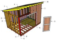 an image of a small shed with the door open and floor plans on top of it