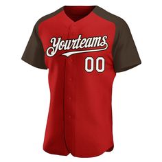 Custom Red White-Brown Authentic Raglan Sleeves Baseball Jersey St. Patricks Day, Orange Texas, Alpha Kappa Alpha, 3d Pattern, Custom Website, White Jersey, Number 3, Baseball Shirts, Baseball Jersey