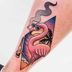 FYeahTattoos.com — Miami Vice Flamingo Done by Drea Darling |... Eyeball Tattoo, Flamingo Tattoo, Hawaiian Tattoo, Wolf Tattoo Design, Disney Tattoo, Miami Vice, Tattoo Life, Tattoo Sleeve Designs, Old School Tattoo