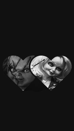 two heart shaped pictures with the faces of marilyn monroe and jack skellinger on them