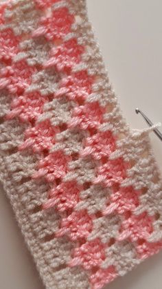 the crochet stitch is being worked on