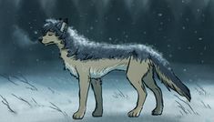 an animated wolf standing in the snow