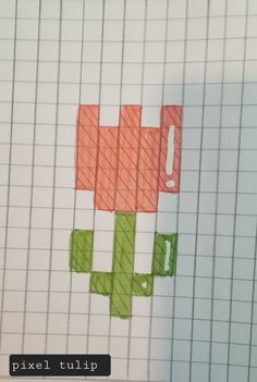 a piece of paper that has been made to look like a pixell tulip