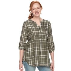 Maternity Green Plaid Pintuck Blouse. #modestmaternity #ad Pre Pregnancy, Green Plaid, Women's Plaid Shirt