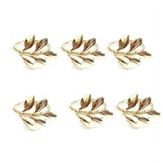 six gold rings with leaves on them