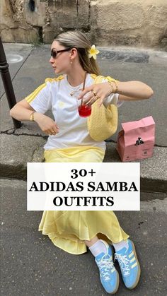 Check out 30 Adidas Samba outfits you can't miss on Pinterest right now! From trendy Samba Adidas outfits and chic Adidas Samba looks to pairing them with Skandinavian fashion, there's something for every style. Try a casual Samba outfit with baggy jeans or go for a cozy fall outfit with a cardigan. Explore winter outfit ideas, like a black jeans women outfit or stylish outfits with a white cardigan. Perfect inspo for back to school and beyond! Fits With Adidas Samba, Styling Samba Women, Women’s Adidas Samba Outfit, Denim Skirt Adidas Samba, Adidas Samba Athleisure