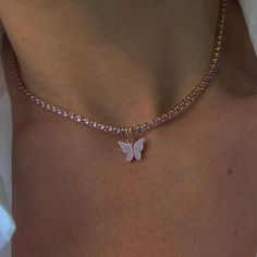 Cincin Diy, Butterfly Chain, Necklace For Girlfriend, Classy Jewelry, Cute Necklace, Butterfly Necklace