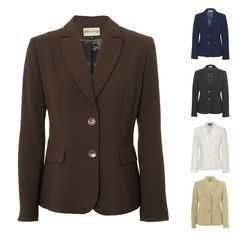 "Busy Clothing Ladies Brown Suit Jacket Blazer Combine with Busy trousers or skirts to make a stunning suit This high quality blazer is great for everyday use, such as for work, for the office, for events and special occasions  2 Buttons front fastening Mock buttons on the cuffs Fully lined with luxurious viscose lining Main: 100% Polyester Lining: 100% Viscose Length increases with each size from 24\" / 61cm for size 10 to 25 1/2\" / 65cm for size 26" Brown Suit, Suit Jackets For Women, Brown Blazer, Brown Suits, Light Cream, Womens Blazers, Jacket Blazer, Business Outfits, Black And Navy