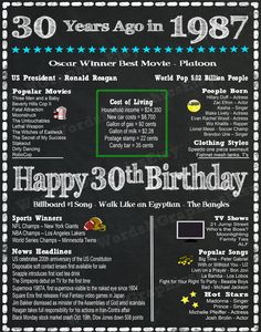 an advertisement for the 30th birthday party