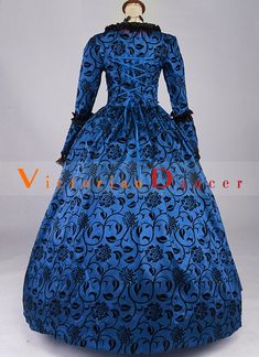 Renaissance Blue Gothic Fantasy Brocade Dress Steampunk Ball Gown Theatre Costume     Condition: Brand New   Color: Wine Red / Blue /Green / Purple   Material: Brocade And Satins   Silhouette: Ball Gown   Sleeve Length: Long Sleeve   Dresses Length:Floor-Length   Neckline: Square Collar   Decoration: Ruffles   Style: Vintage   Includes: Dress + Neck Brand     Whether you amp;#39;re looking for a Revolutionary,Regency,Early Victorian,Pioneer Women,Old West,Civil War Era,Polonaise Sets,Bustle Eras Dresses Historical, Victorian Wedding Dresses, Edwardian Era Dress, Period Dresses, Gothic Victorian Dresses, Victorian Wedding Dress, Steampunk Dress, Brocade Dress, Period Dress