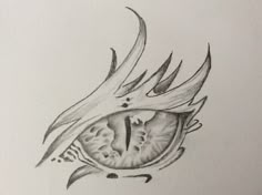 a pencil drawing of an eye with flames coming out of the iris's eyes