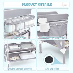 the baby changing table is open and has various items in it