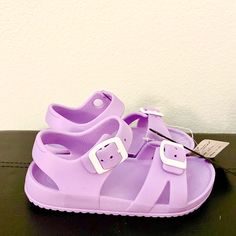 Girls Pool Sandals Non Slip With Straps New With Tags Size 11/12 Purple/Lavender Casual Purple Sandals For Spring, Purple Non-slip Sandals For Vacation, Purple Non-slip Sandals For Summer, Non-slip Purple Sandals For Vacation, Non-slip Purple Sandals For Summer, Cute Purple Open Toe Sandals, Purple Non-slip Open Toe Sandals, Purple Non-slip Round Toe Sandals, Cute Purple Sandals For Spring